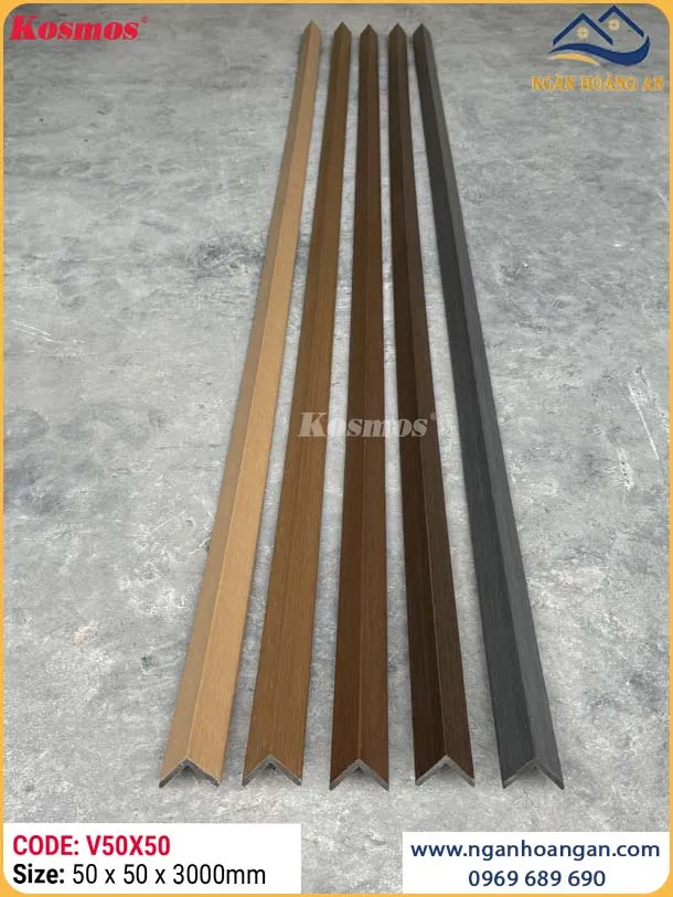 Nẹp Chữ V Gỗ Nhựa  2 Lớp Phủ Polymer Kosmos V50X50 Walnut